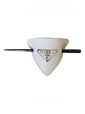 Prada White Leather Hair Accessorie